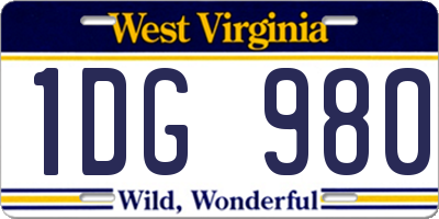 WV license plate 1DG980