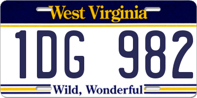 WV license plate 1DG982