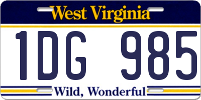 WV license plate 1DG985