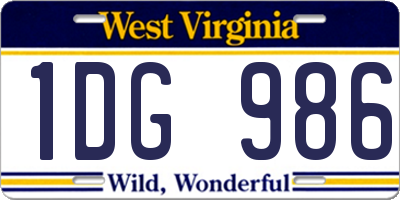 WV license plate 1DG986