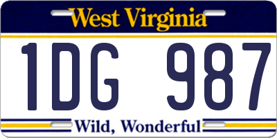 WV license plate 1DG987