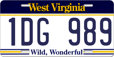 WV license plate 1DG989