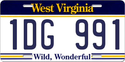 WV license plate 1DG991