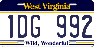 WV license plate 1DG992