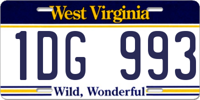 WV license plate 1DG993