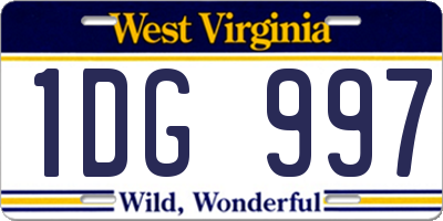 WV license plate 1DG997