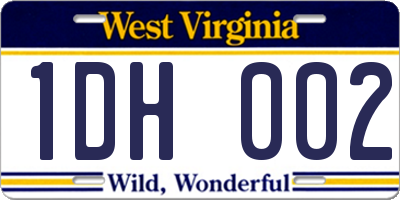 WV license plate 1DH002