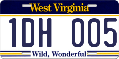WV license plate 1DH005