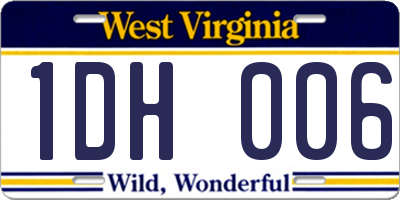 WV license plate 1DH006