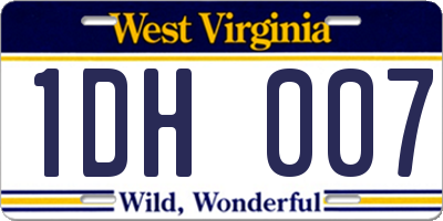 WV license plate 1DH007