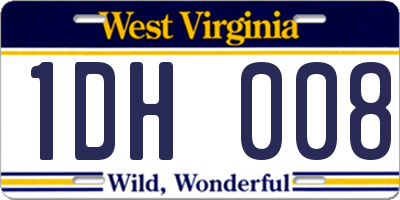 WV license plate 1DH008