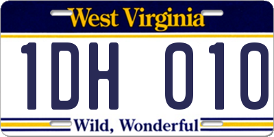 WV license plate 1DH010