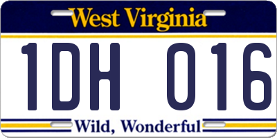 WV license plate 1DH016