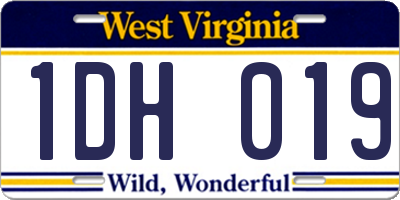WV license plate 1DH019