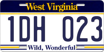 WV license plate 1DH023