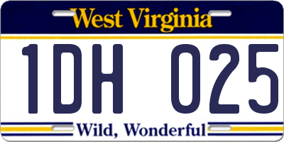 WV license plate 1DH025
