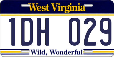 WV license plate 1DH029