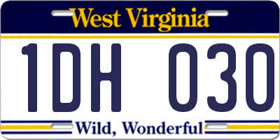 WV license plate 1DH030