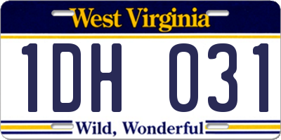 WV license plate 1DH031
