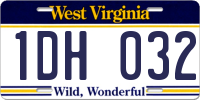WV license plate 1DH032