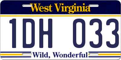 WV license plate 1DH033