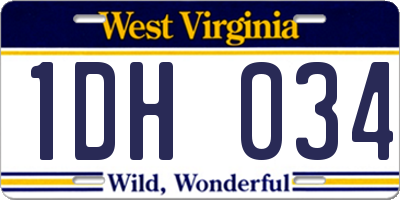 WV license plate 1DH034