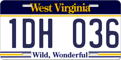 WV license plate 1DH036