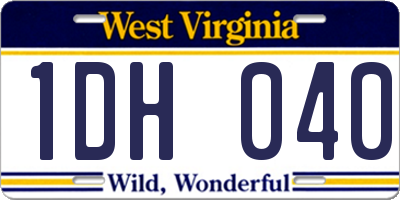 WV license plate 1DH040