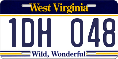 WV license plate 1DH048