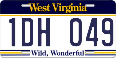 WV license plate 1DH049