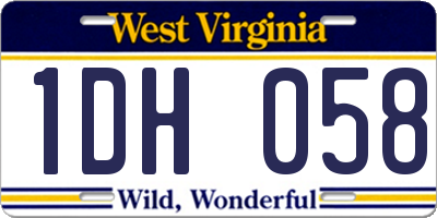 WV license plate 1DH058