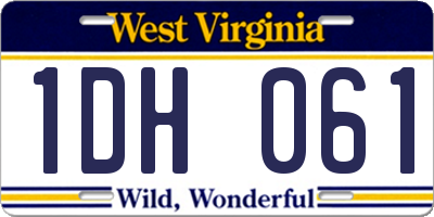 WV license plate 1DH061