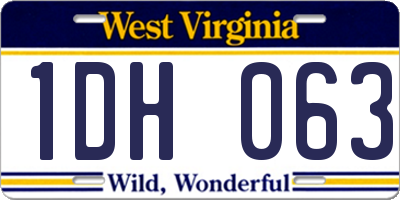 WV license plate 1DH063