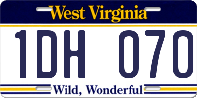 WV license plate 1DH070