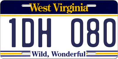 WV license plate 1DH080