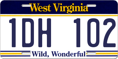 WV license plate 1DH102