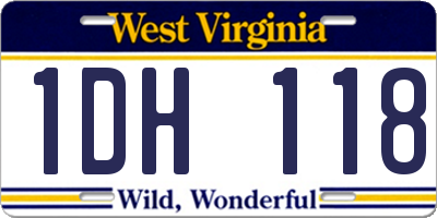 WV license plate 1DH118