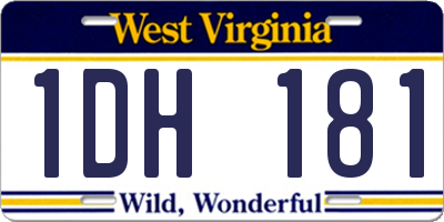 WV license plate 1DH181