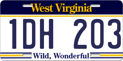 WV license plate 1DH203