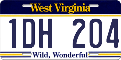 WV license plate 1DH204