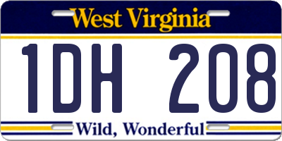 WV license plate 1DH208