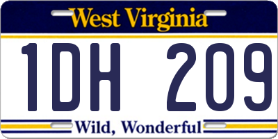 WV license plate 1DH209