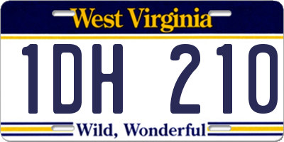 WV license plate 1DH210