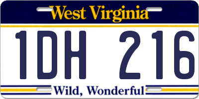 WV license plate 1DH216