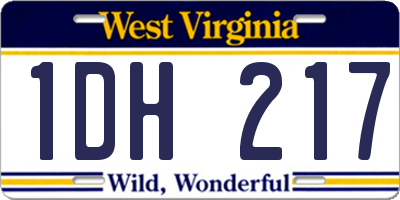 WV license plate 1DH217