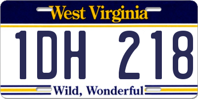 WV license plate 1DH218