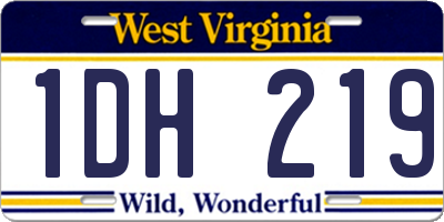 WV license plate 1DH219