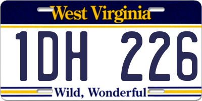WV license plate 1DH226