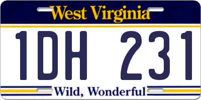 WV license plate 1DH231