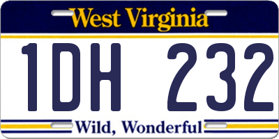 WV license plate 1DH232